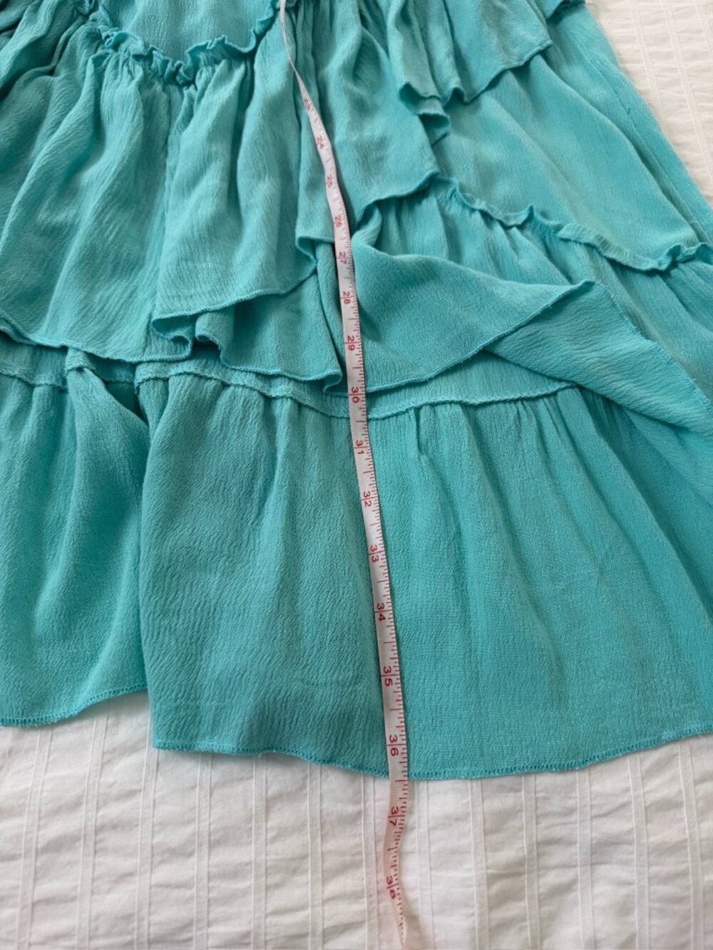Strapless High-Low Ruffle Dress — Turquoise | S - Picture 8 of 8